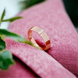 NEW 585 Rose Gold-Plated Multi-Band Fused Ring With Cubic Zirconia Accents